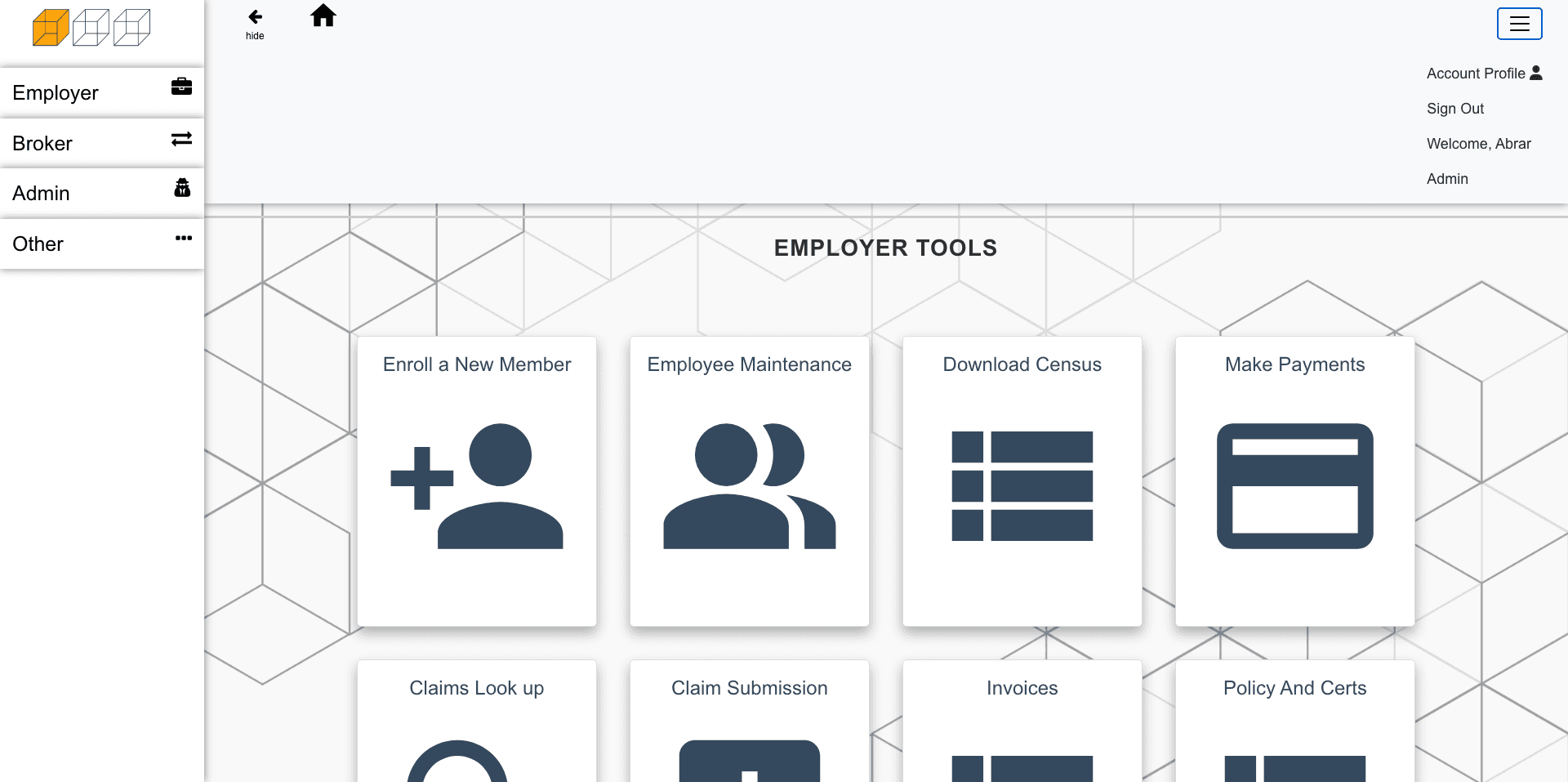 OptiMed Health Insurance Portal screenshot 1